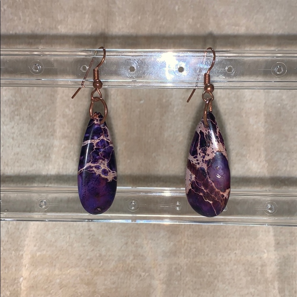 Handmade purple stone earrings